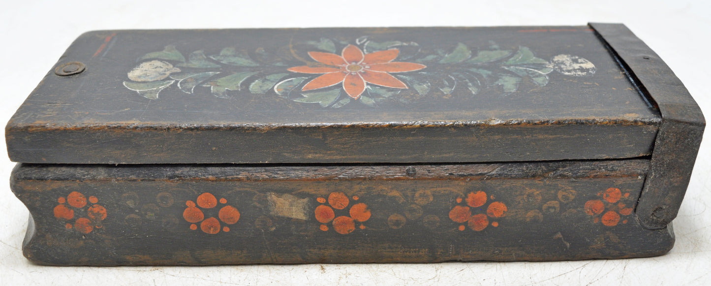 Antique Wooden Pencil Stationary Box Original Old Hand Crafted Fine Painted
