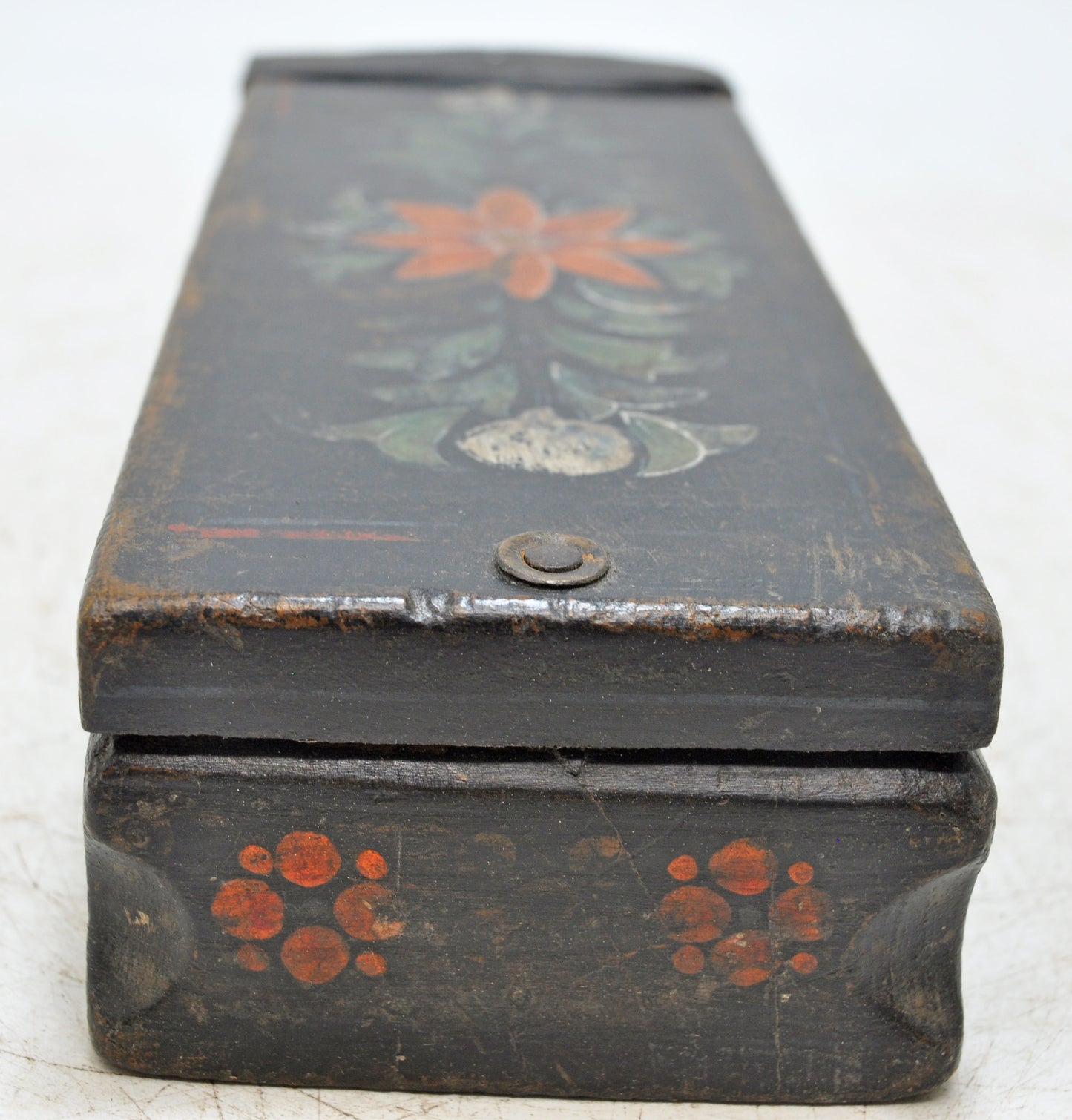 Antique Wooden Pencil Stationary Box Original Old Hand Crafted Fine Painted