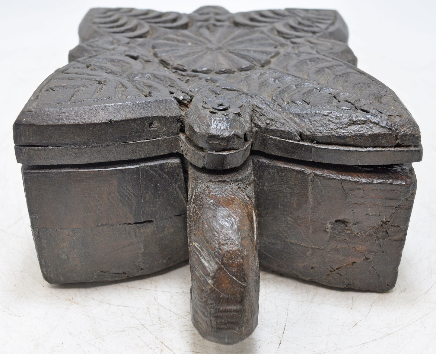 Antique Wooden Kitchenware Spice Box Original Old Fine Hand Carved