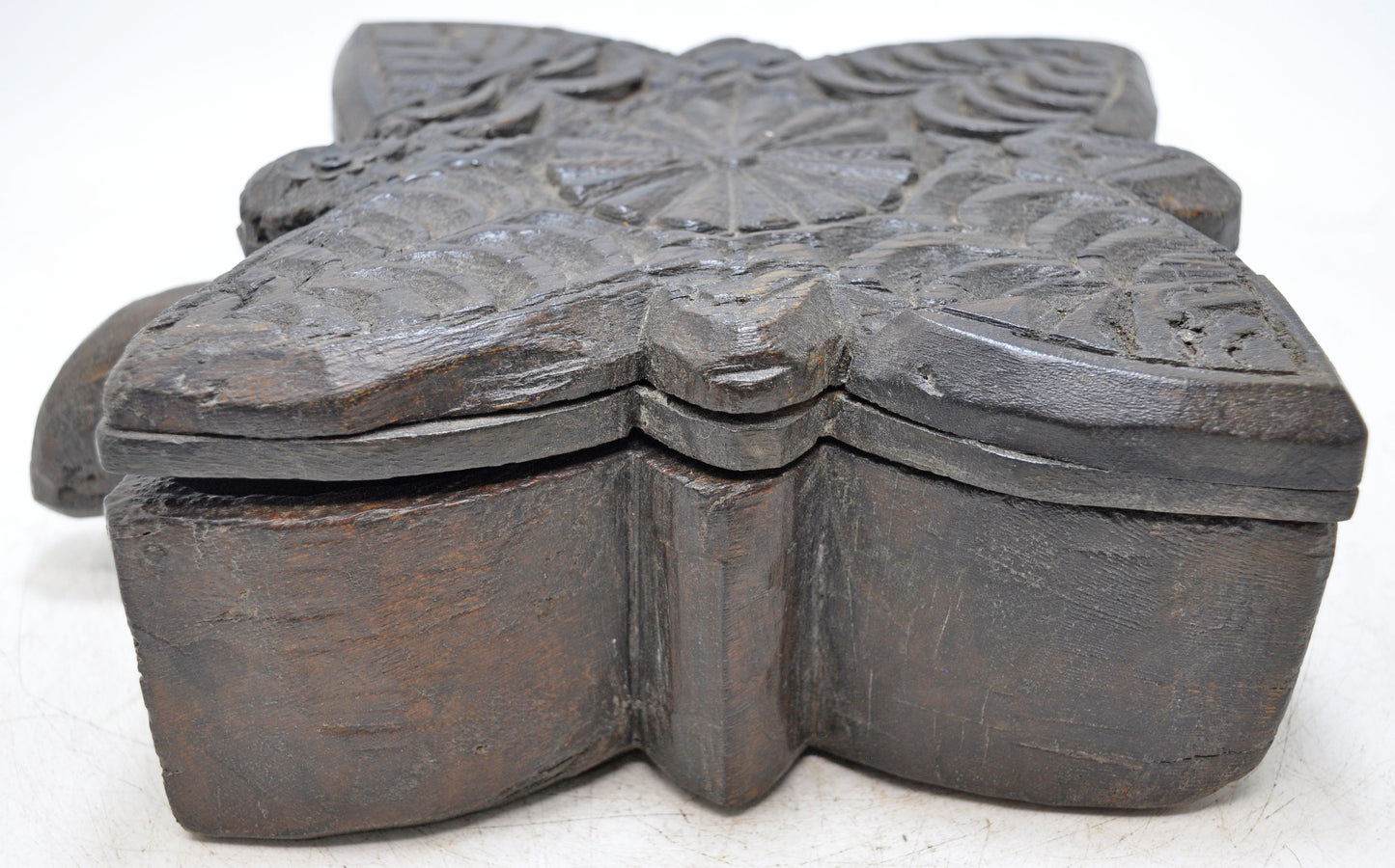 Antique Wooden Kitchenware Spice Box Original Old Fine Hand Carved