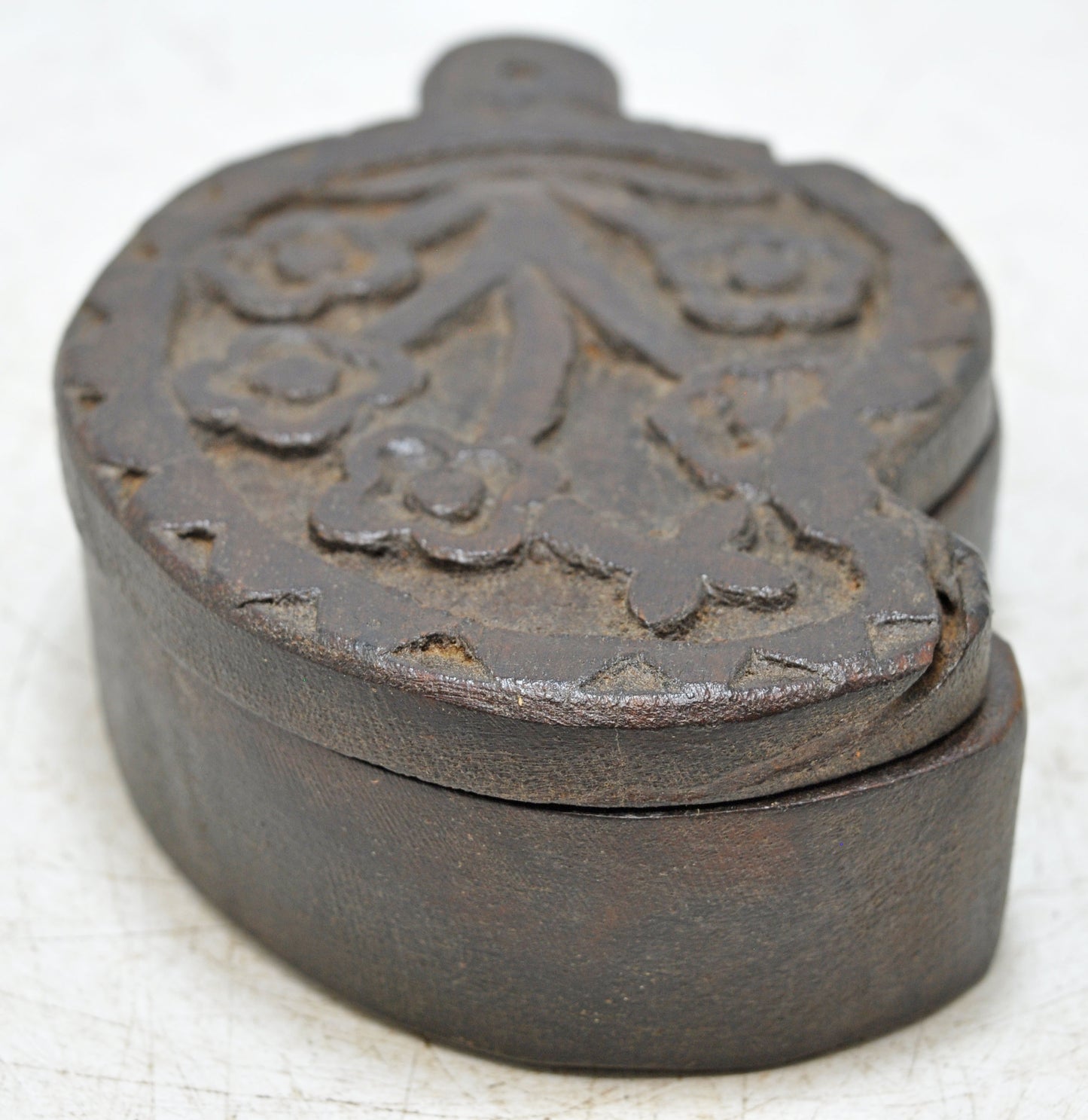 Vintage Wooden Small Kum Kum Powder Tika Box Original Old Hand Carved