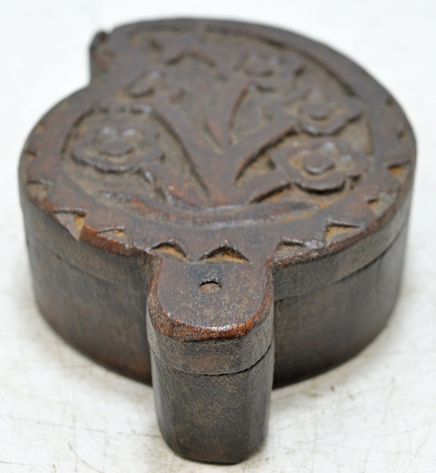 Vintage Wooden Small Kum Kum Powder Tika Box Original Old Hand Carved