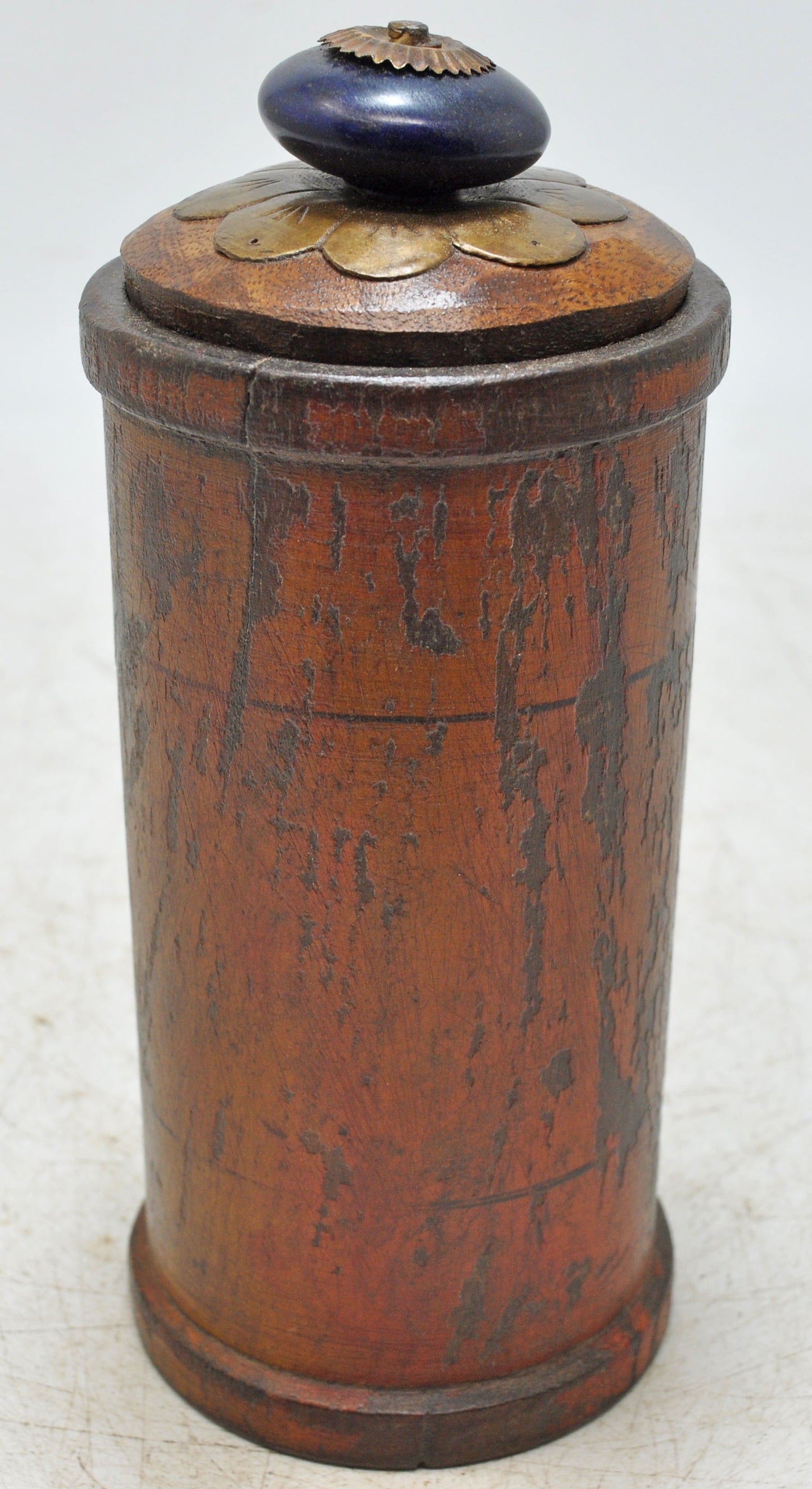 Antique Wooden Small Kum Kum Powder Tika Box Original Old Hand Carved