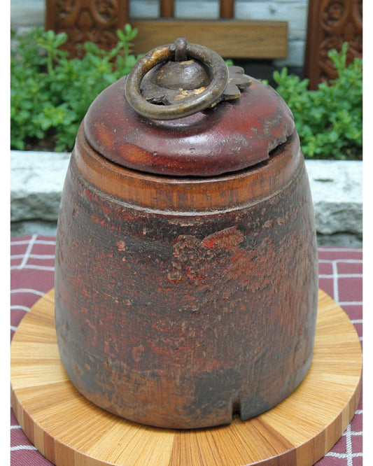 Antique Wooden Small Kum Kum Powder Tika Box Original Old Hand Carved