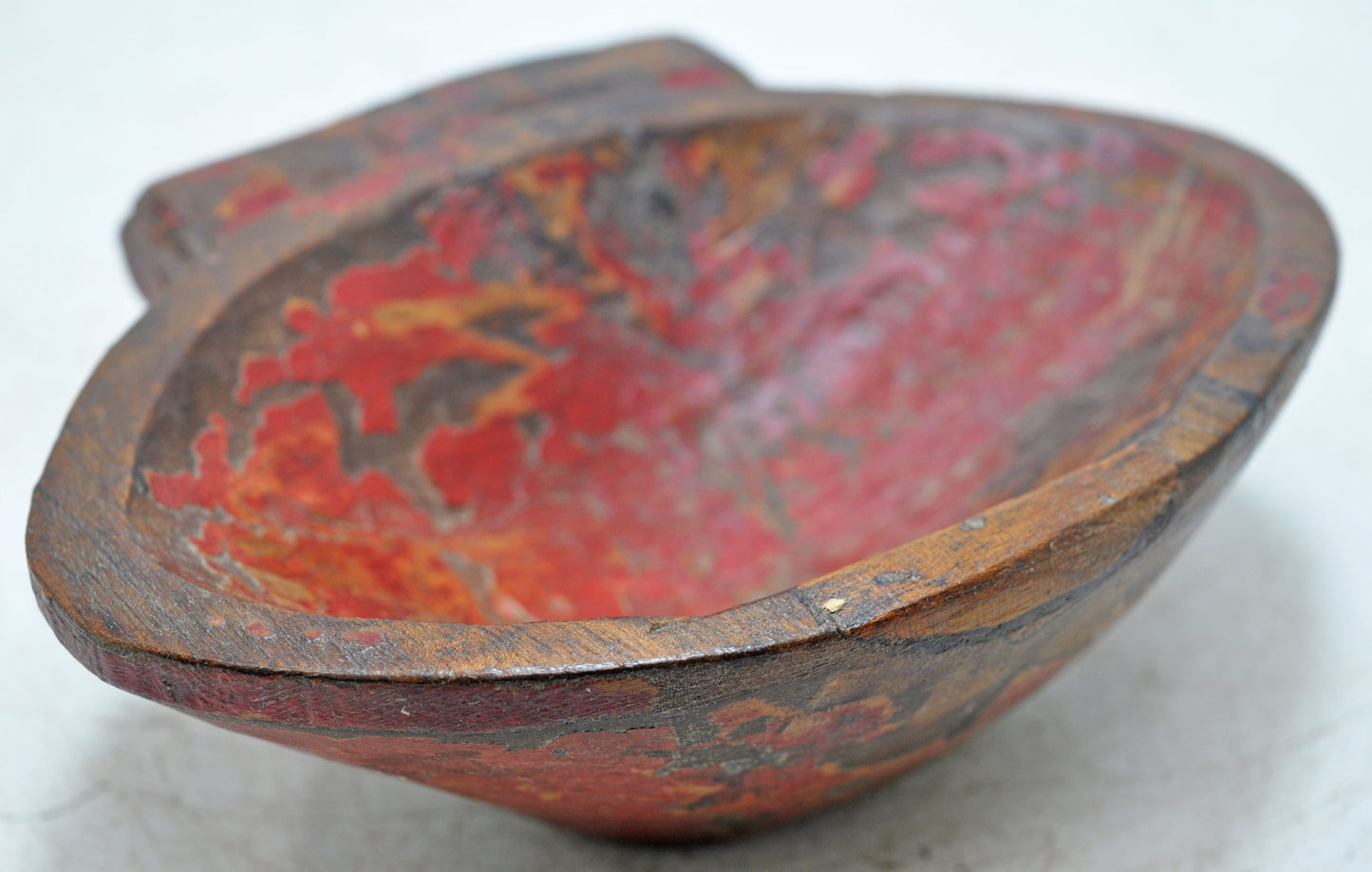 Antique Wooden Kitchenware Spice Bowl Original Old Hand Carved Painted