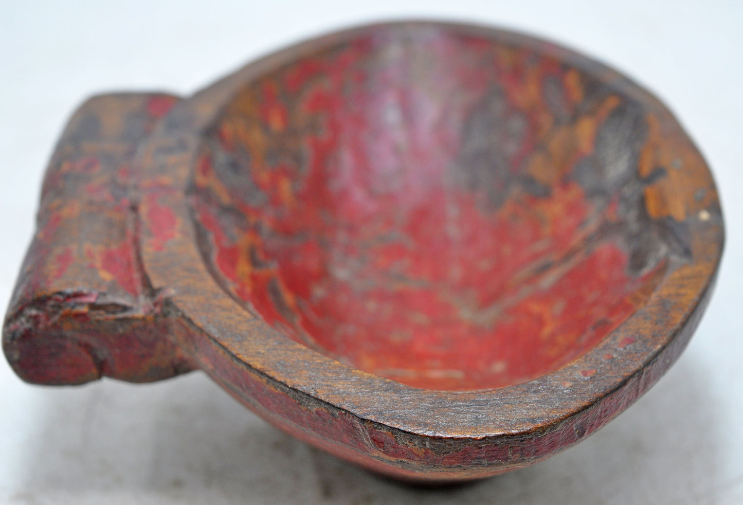 Antique Wooden Kitchenware Spice Bowl Original Old Hand Carved Painted