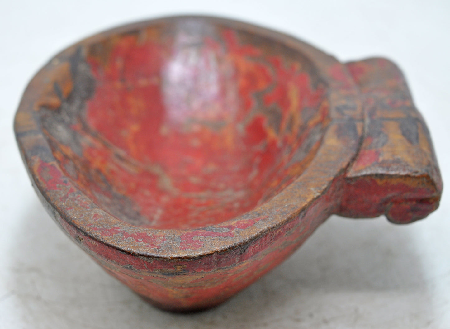 Antique Wooden Kitchenware Spice Bowl Original Old Hand Carved Painted