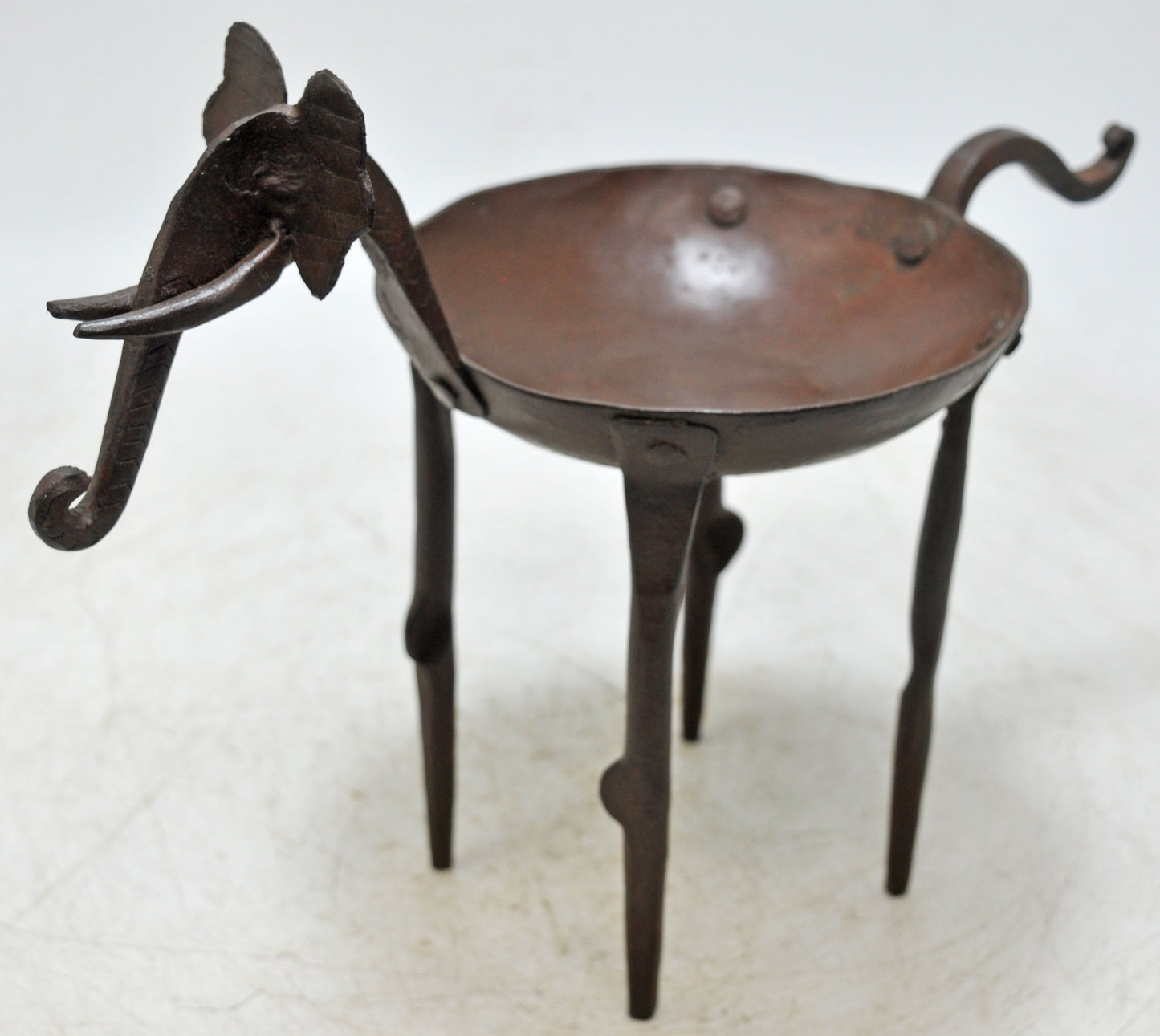 Vintage Iron Elephant Shaped Candle Holder Original Old Hand Crafted