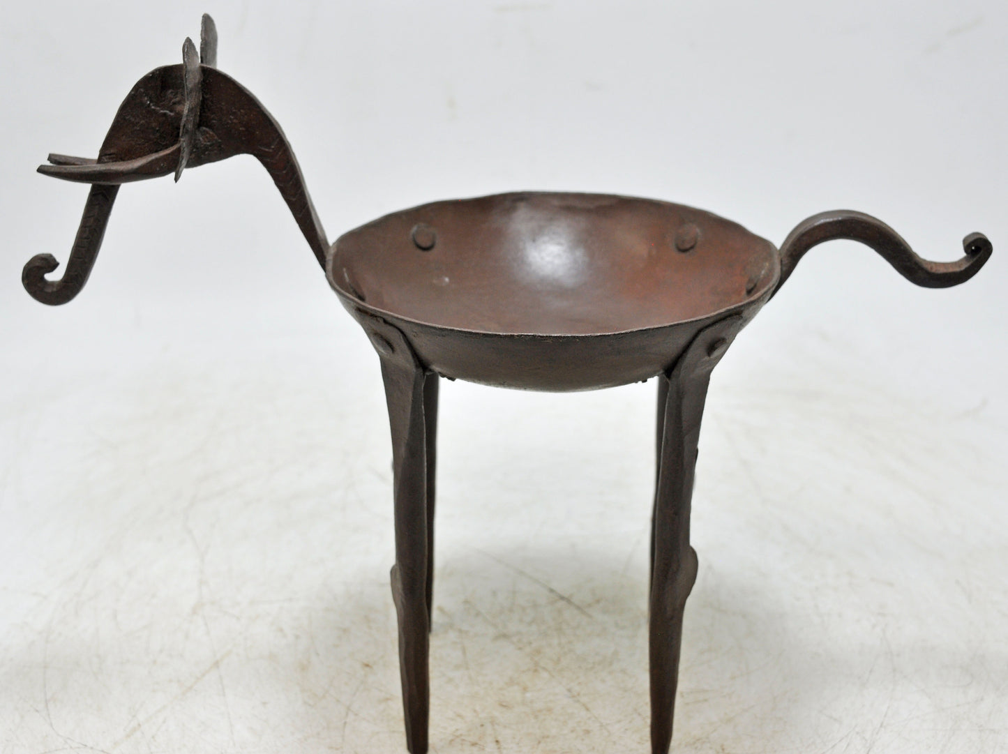 Vintage Iron Elephant Shaped Candle Holder Original Old Hand Crafted