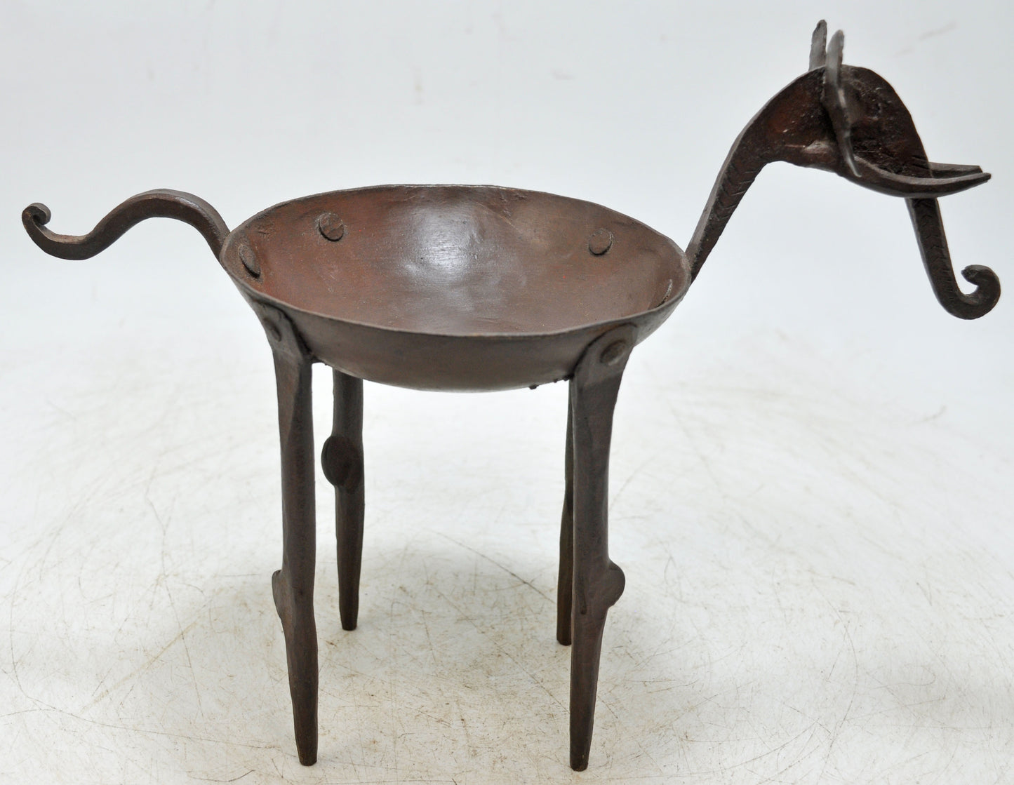 Vintage Iron Elephant Shaped Candle Holder Original Old Hand Crafted