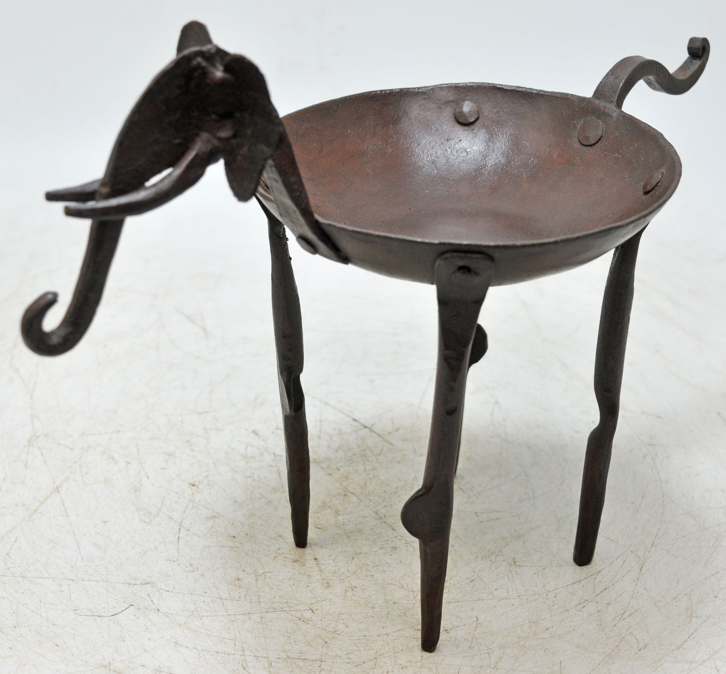 Vintage Iron Elephant Shaped Candle Holder Original Old Hand Crafted