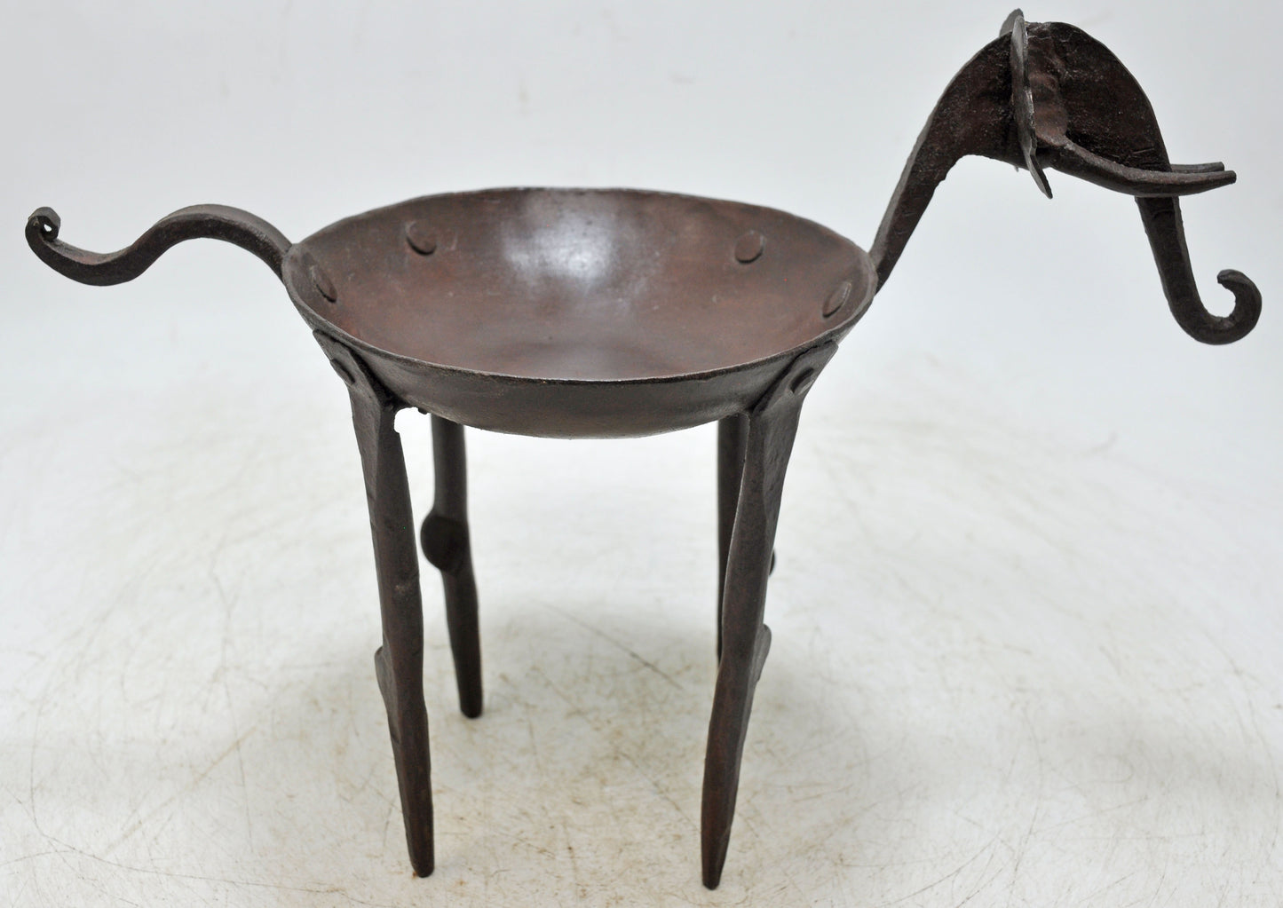 Vintage Iron Elephant Shaped Candle Holder Original Old Hand Crafted