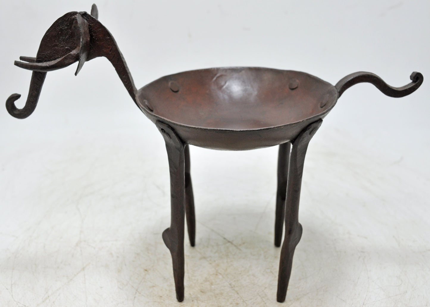 Vintage Iron Elephant Shaped Candle Holder Original Old Hand Crafted