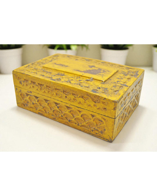 Vintage Wooden Small Jewelery Box Original Old Hand Crafted Painted