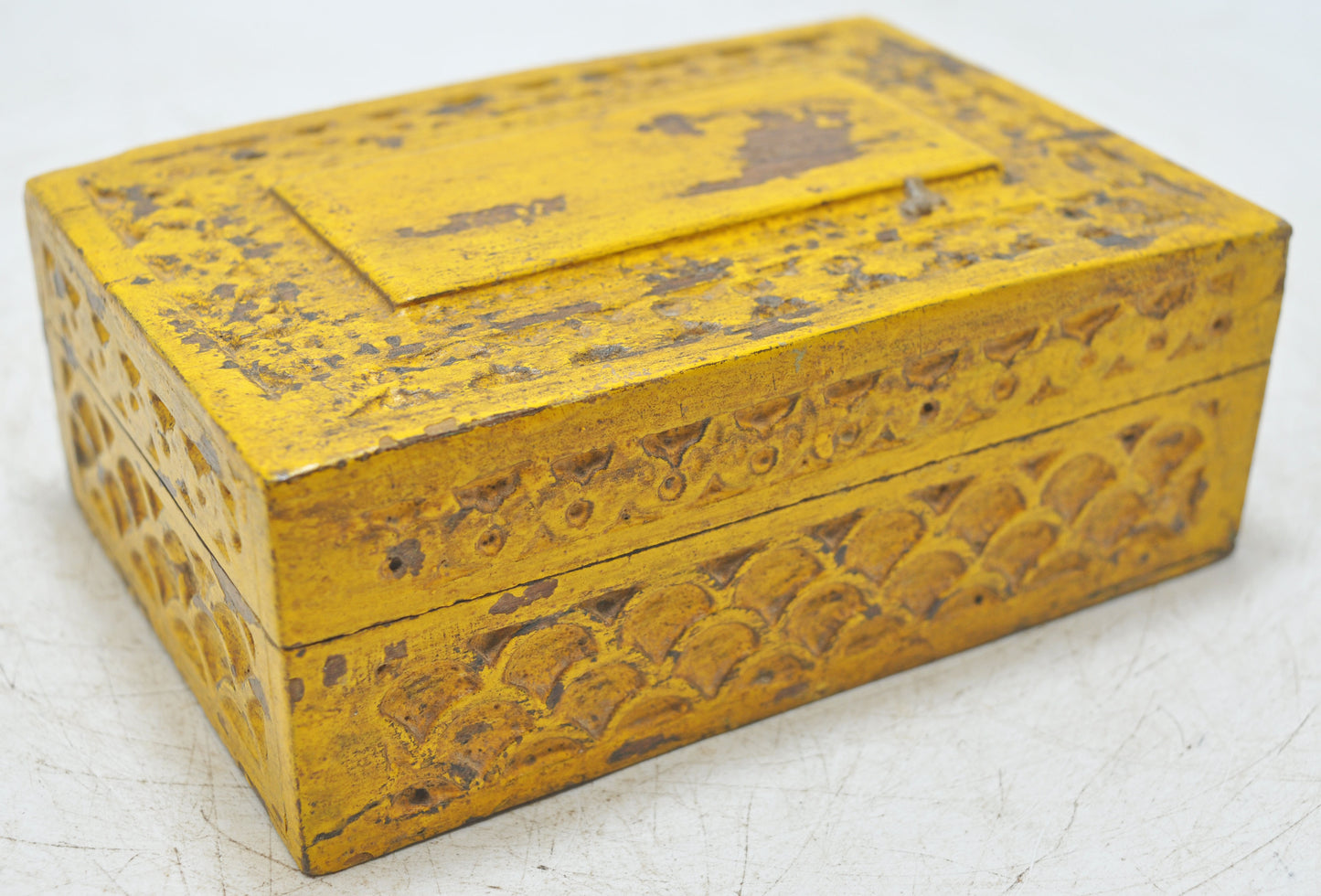 Vintage Wooden Small Jewelery Box Original Old Hand Crafted Painted