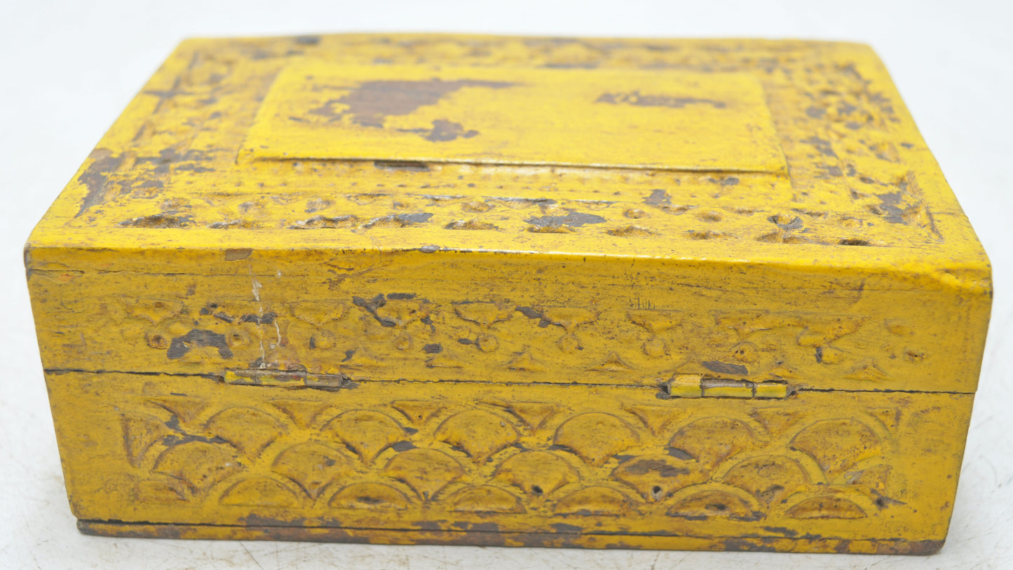 Vintage Wooden Small Jewelery Box Original Old Hand Crafted Painted