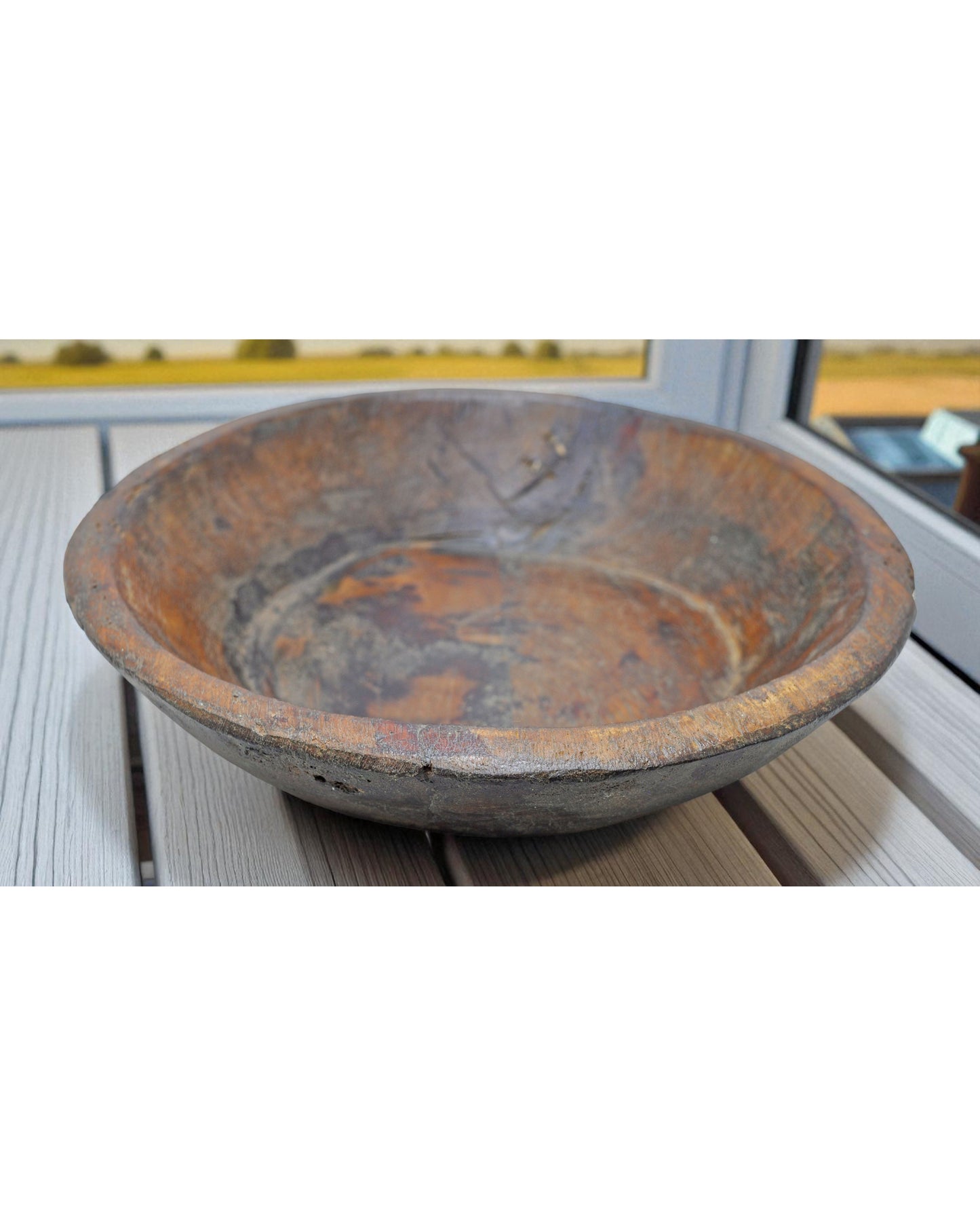 Antique Wooden Dough Kneading Parat Bowl Original Old Hand Carved