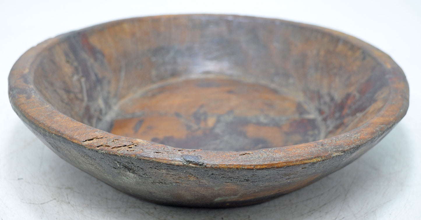 Antique Wooden Dough Kneading Parat Bowl Original Old Hand Carved