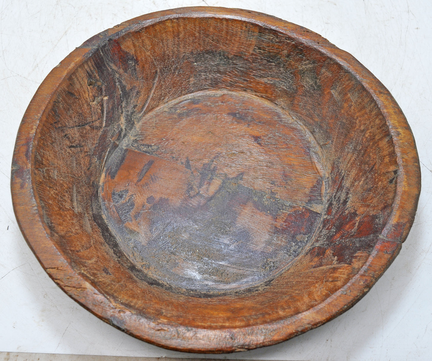 Antique Wooden Dough Kneading Parat Bowl Original Old Hand Carved