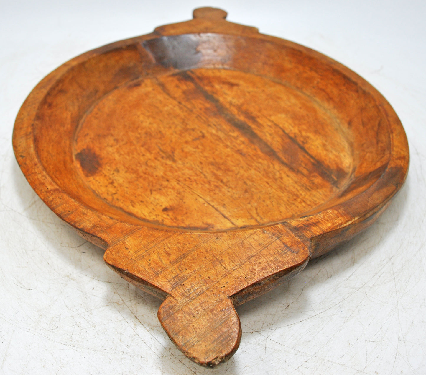 Antique Wooden Dough Kneading Parat Bowl Original Old Hand Carved
