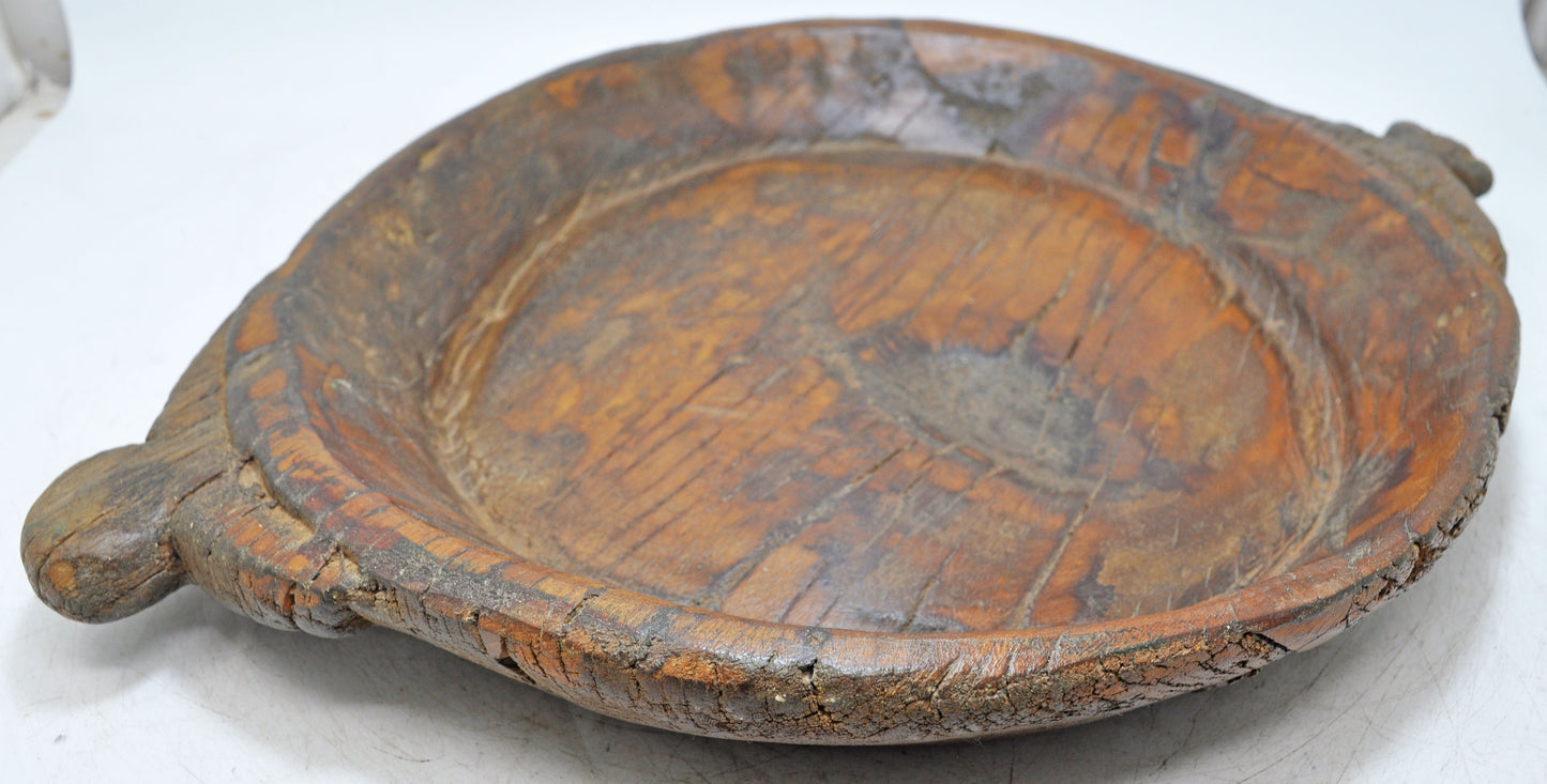 Antique Wooden Dough Kneading Parat Bowl Original Old Hand Carved