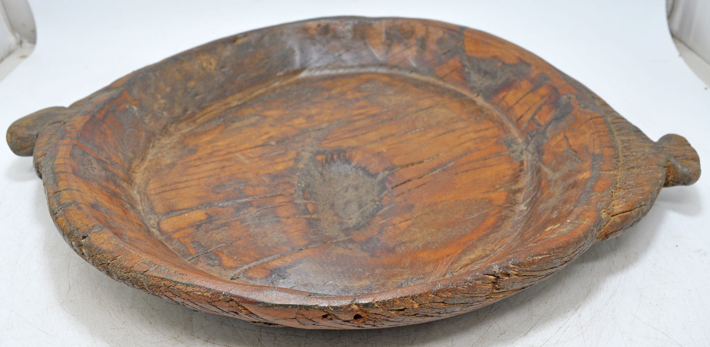 Antique Wooden Dough Kneading Parat Bowl Original Old Hand Carved