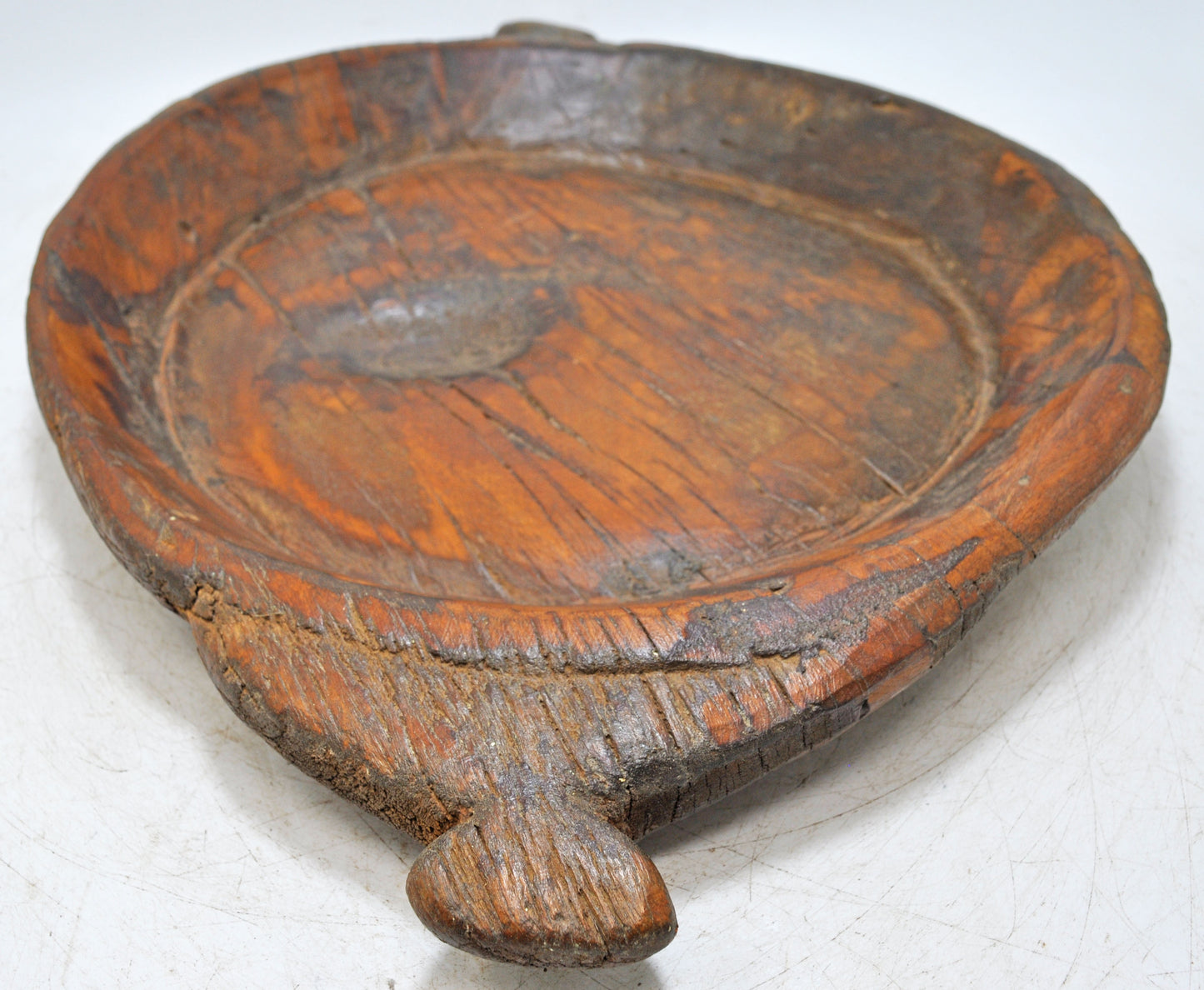 Antique Wooden Dough Kneading Parat Bowl Original Old Hand Carved