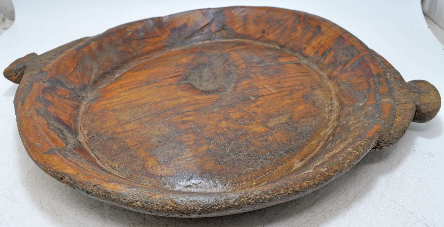Antique Wooden Dough Kneading Parat Bowl Original Old Hand Carved