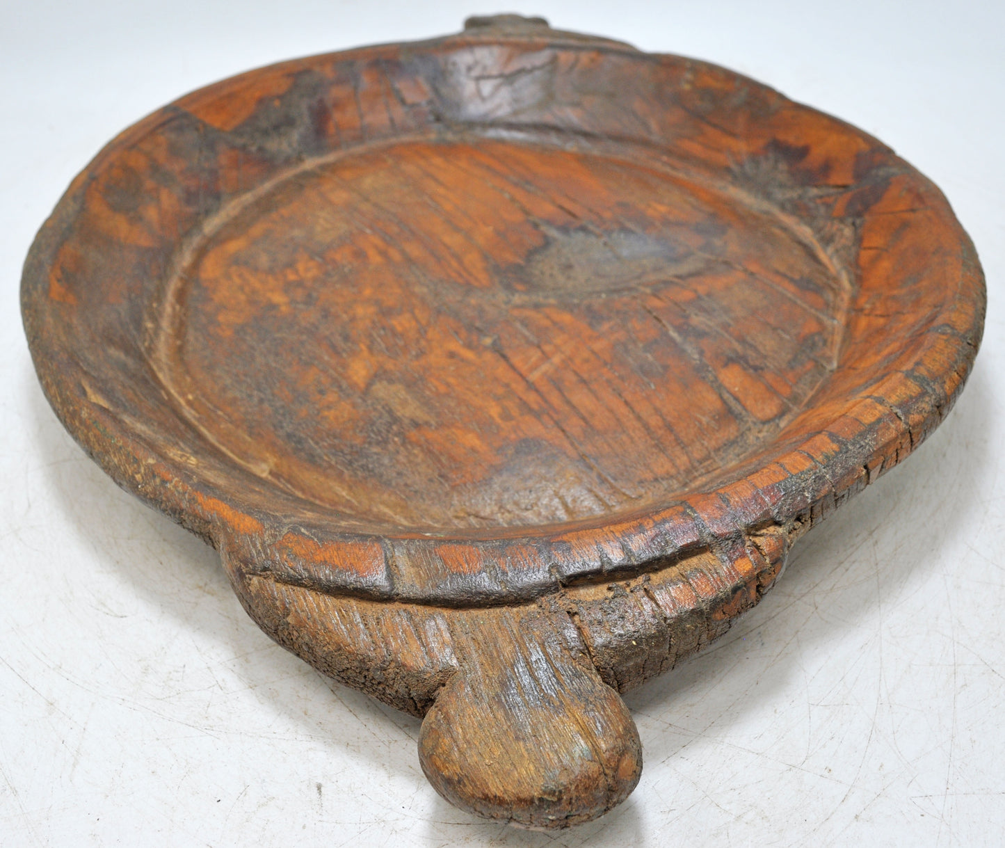 Antique Wooden Dough Kneading Parat Bowl Original Old Hand Carved