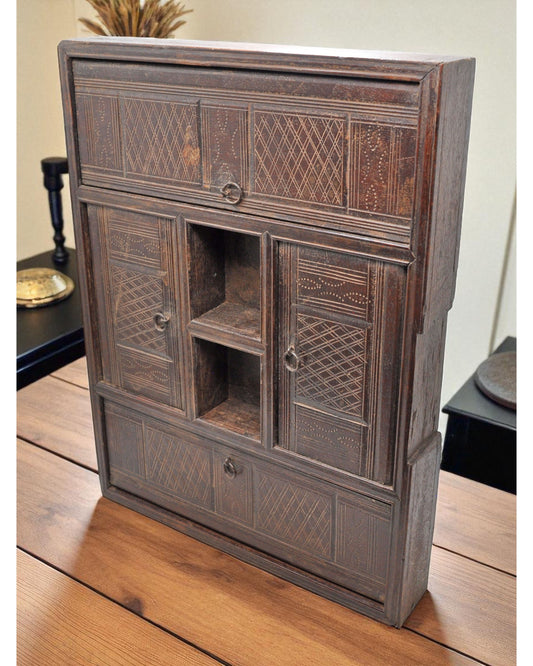 Antique Wooden Apothecary Tray Original Old Hand Crafted Carved