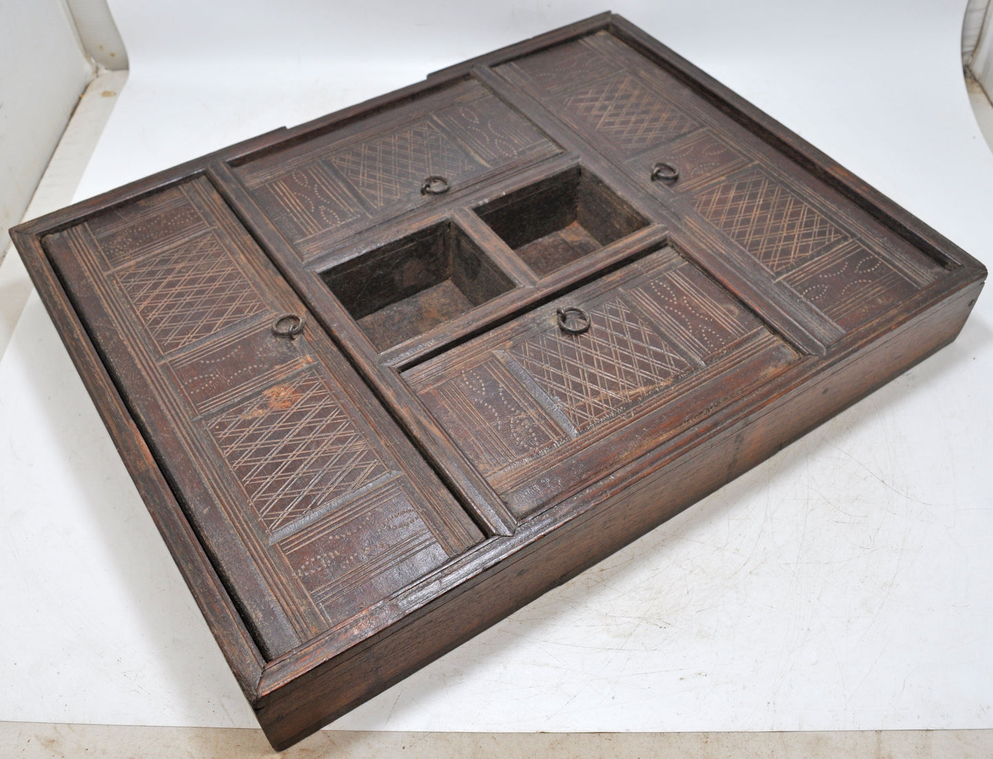 Antique Wooden Apothecary Tray Original Old Hand Crafted Carved