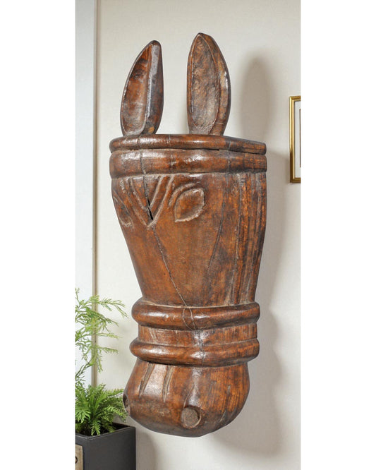 Vintage Wooden Large Wall Décor Horse Head Bust Original Old Hand Carved