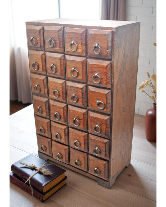 Vintage Wooden Fine Drawers Storage Box Original Old Hand Crafted