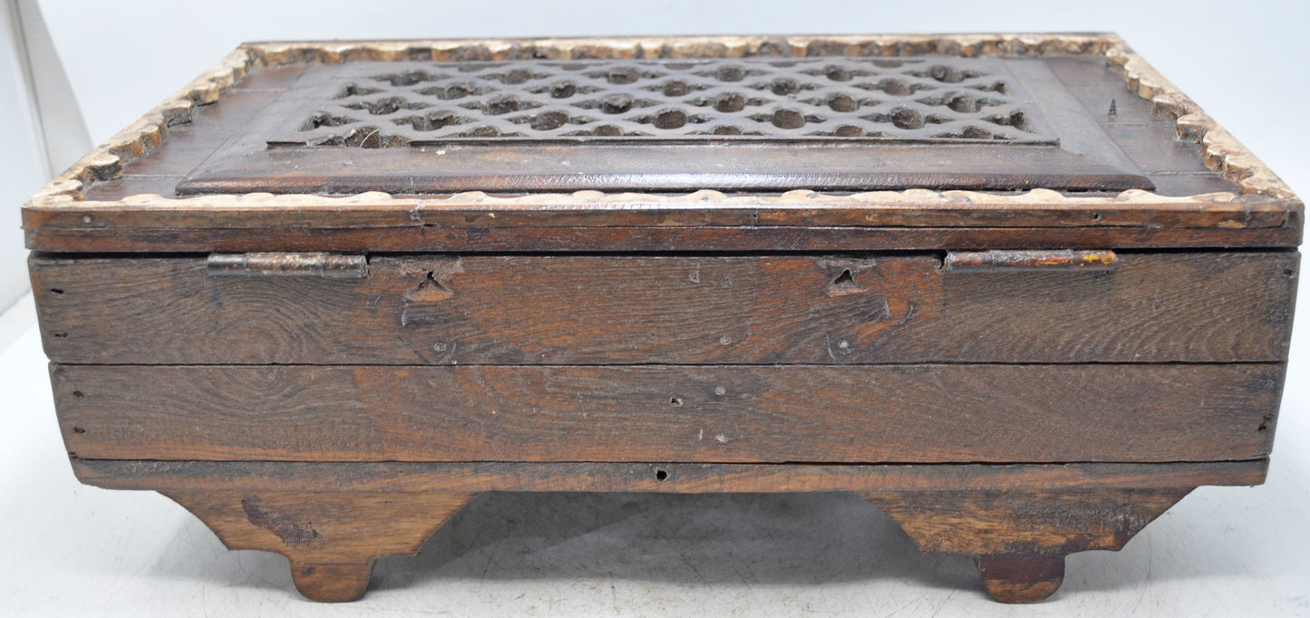 Antique Wooden Storage Chest Box Original Old Hand Crafted Fine Carved