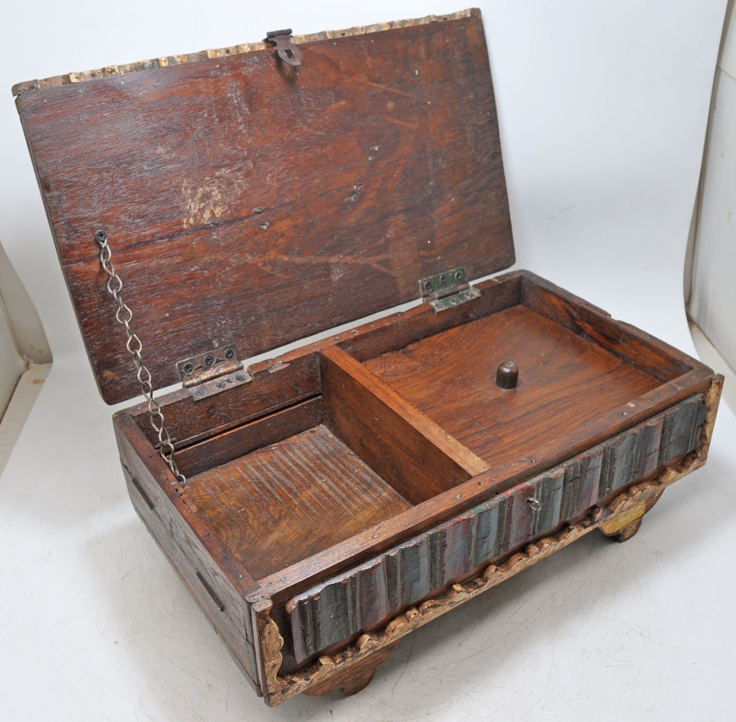 Antique Wooden Storage Chest Box Original Old Hand Crafted Fine Carved