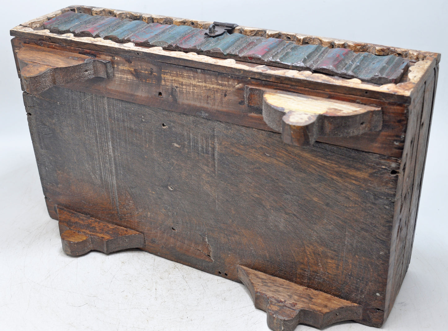 Antique Wooden Storage Chest Box Original Old Hand Crafted Fine Carved
