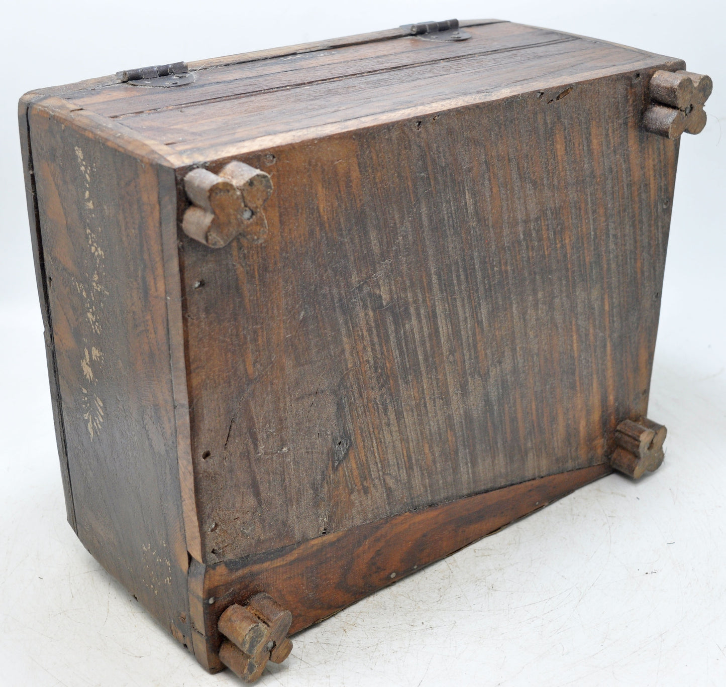 Antique Wooden Storage Chest Box Original Old Hand Crafted Fine Carved Metal Fitted