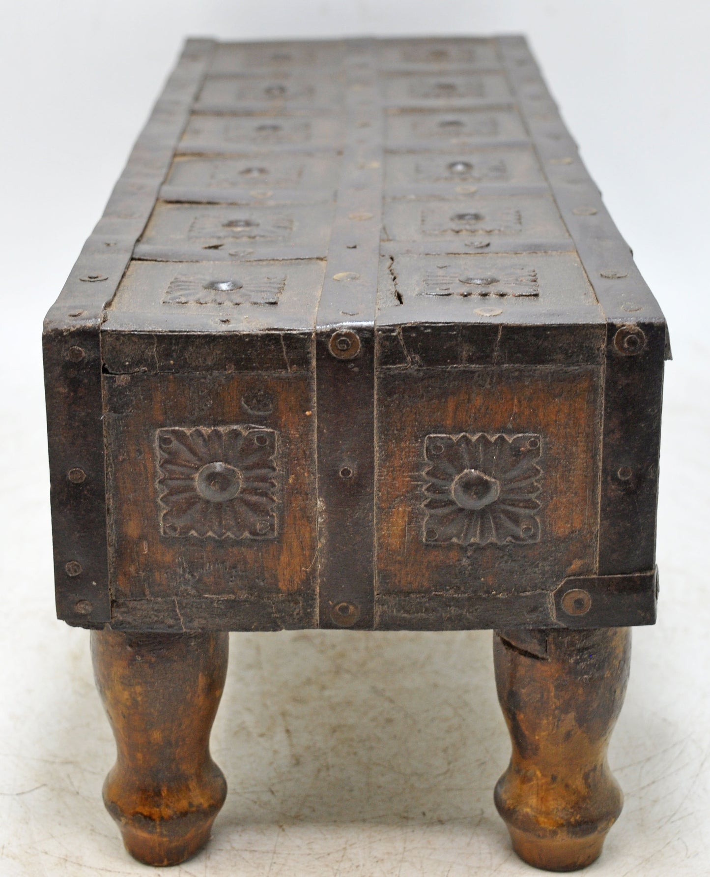 Antique Wooden 3 Drawers Storage Chest Box Original Old Hand Crafted Rustic Painted