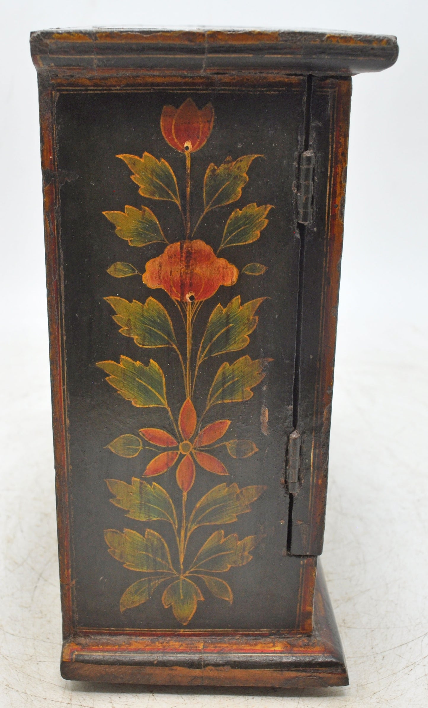 Vintage Wooden Cabinet Shaped Jewelery Box Original Old Hand Crafted Fine Painting