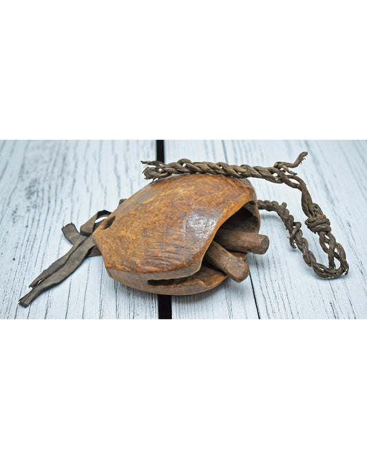 Antique Wooden Animals Cow Bell Original Old Hand Carved