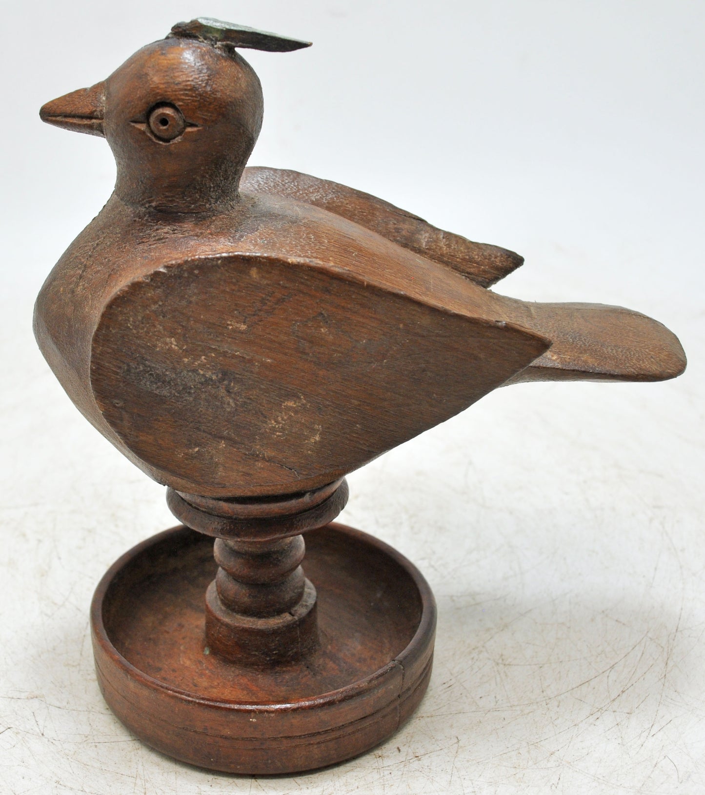 Vintage Wooden Bird Figurine Original Old Hand Carved