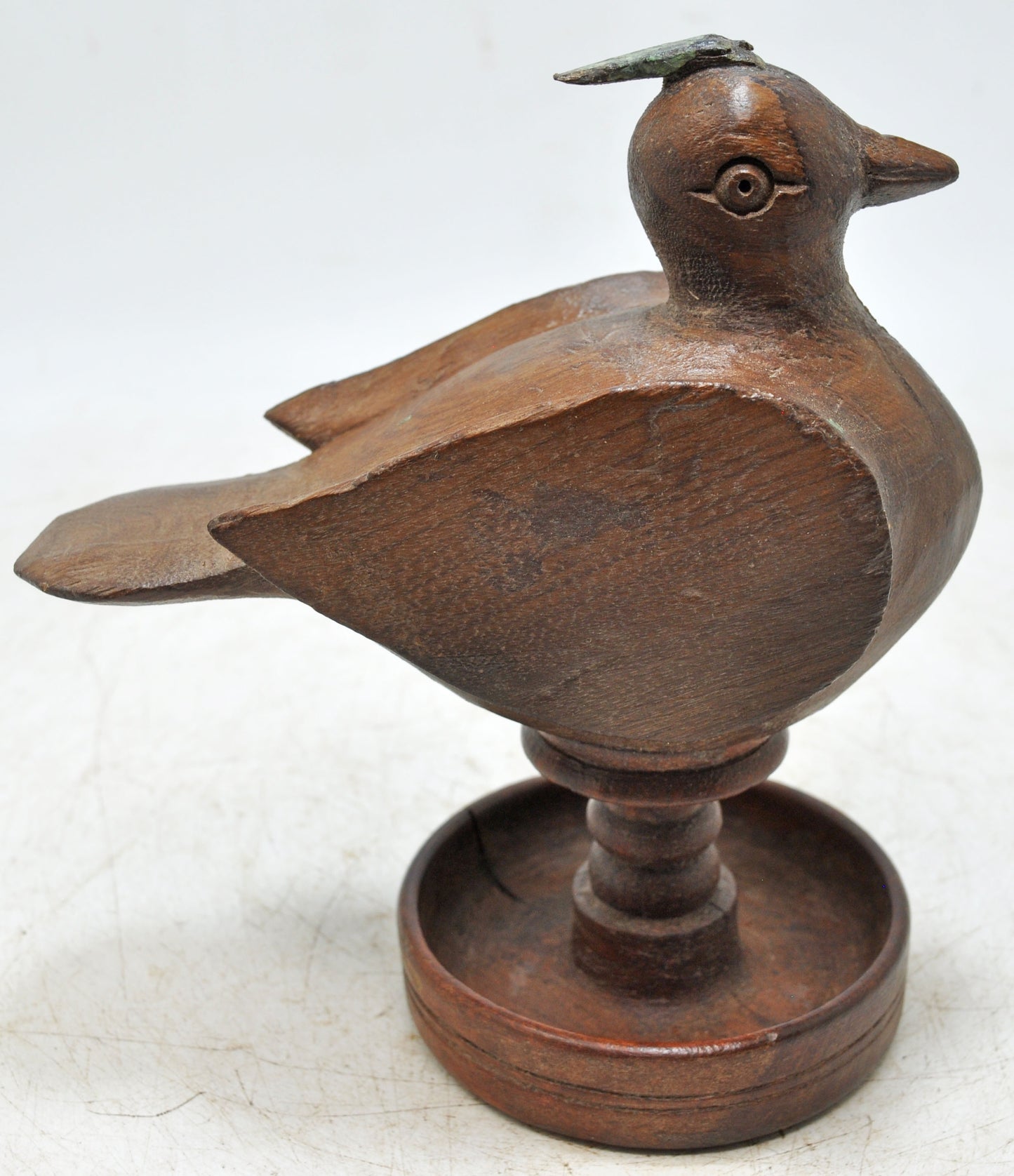 Vintage Wooden Bird Figurine Original Old Hand Carved