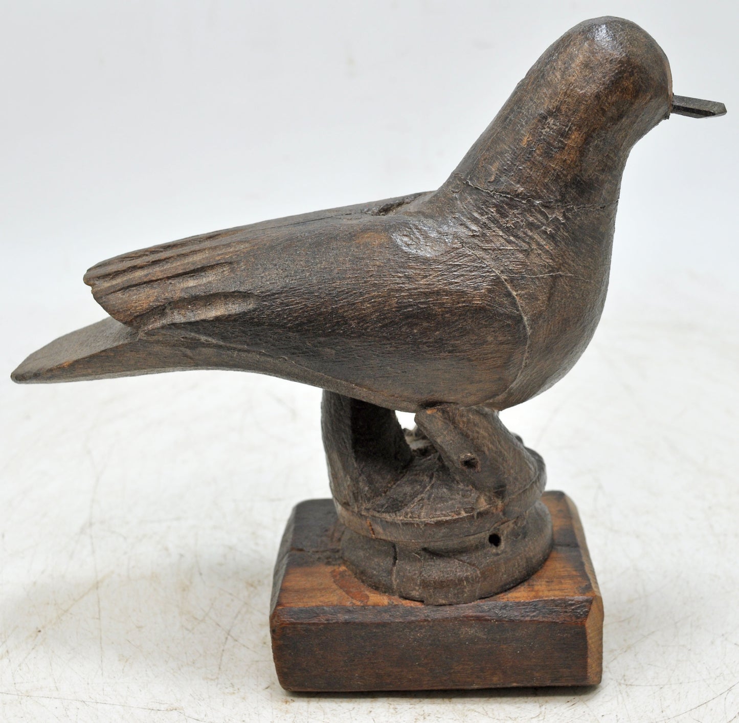Vintage Wooden Bird Figurine Original Old Hand Carved