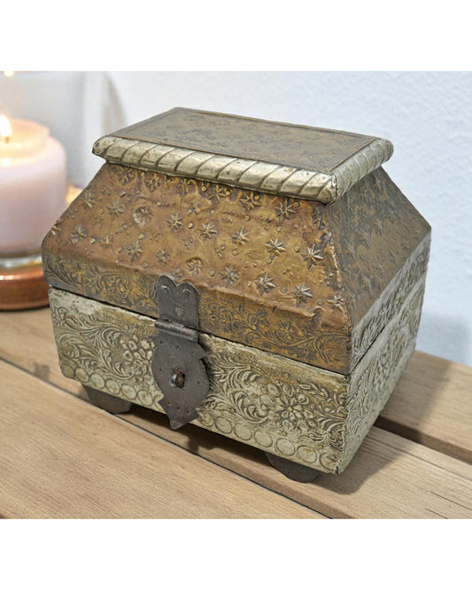 Vintage Wooden Dome Shaped Storage Box Original Old Fine Brass Fitted