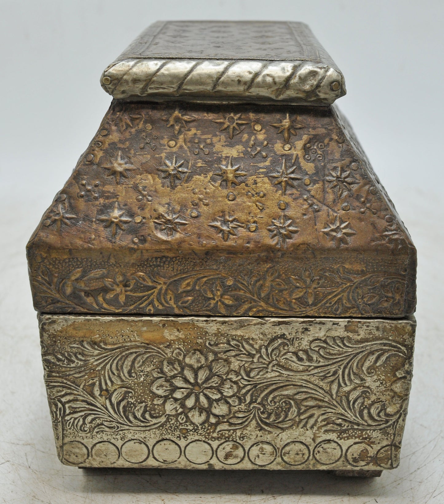 Vintage Wooden Dome Shaped Storage Box Original Old Fine Brass Fitted