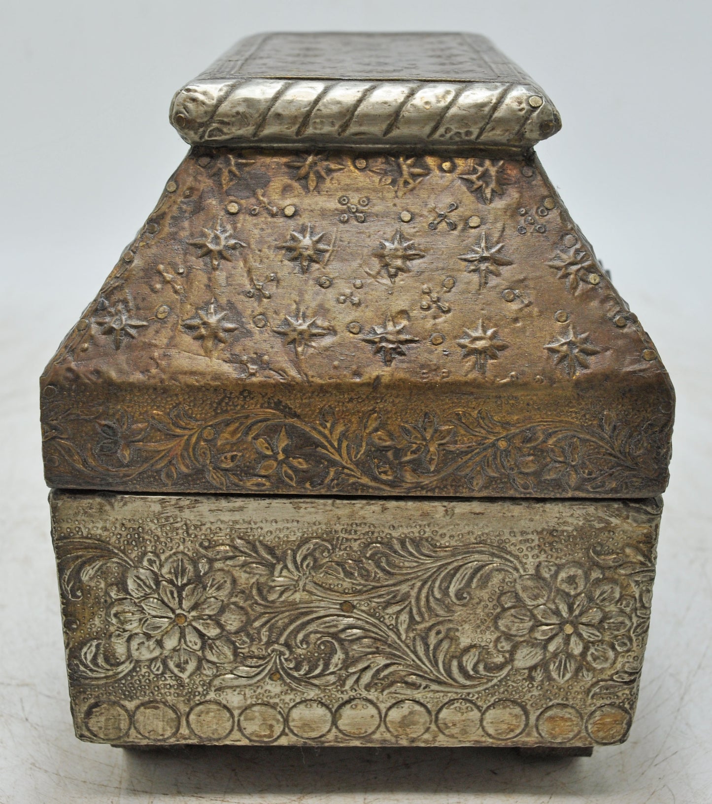 Vintage Wooden Dome Shaped Storage Box Original Old Fine Brass Fitted