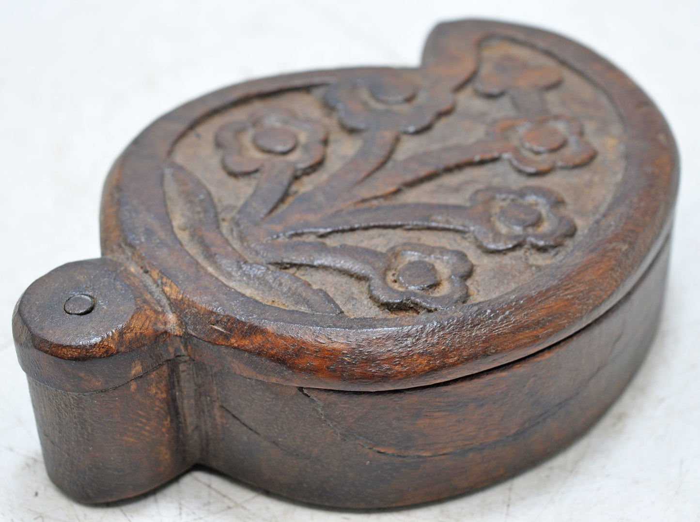 Vintage Wooden Kum Kum Powder Tika Box Original Old Hand Carved