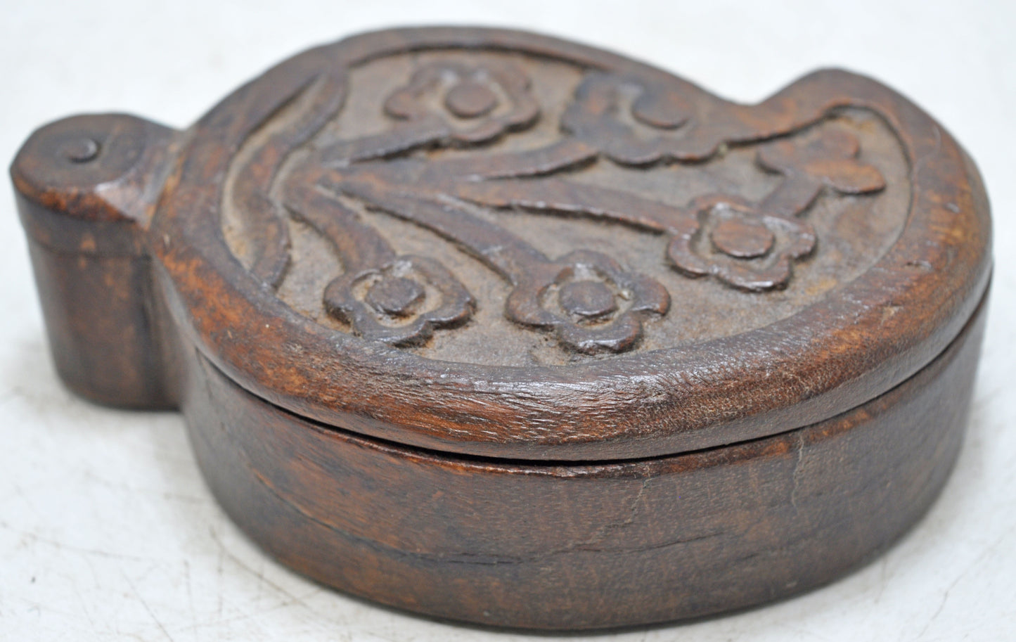 Vintage Wooden Kum Kum Powder Tika Box Original Old Hand Carved