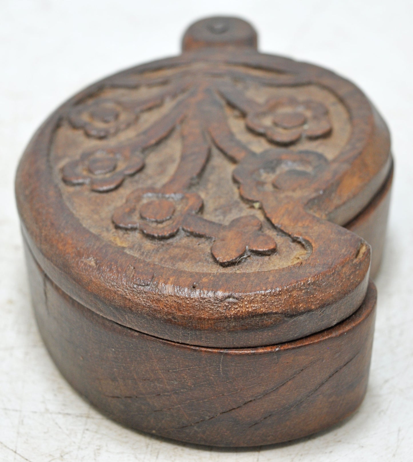 Vintage Wooden Kum Kum Powder Tika Box Original Old Hand Carved