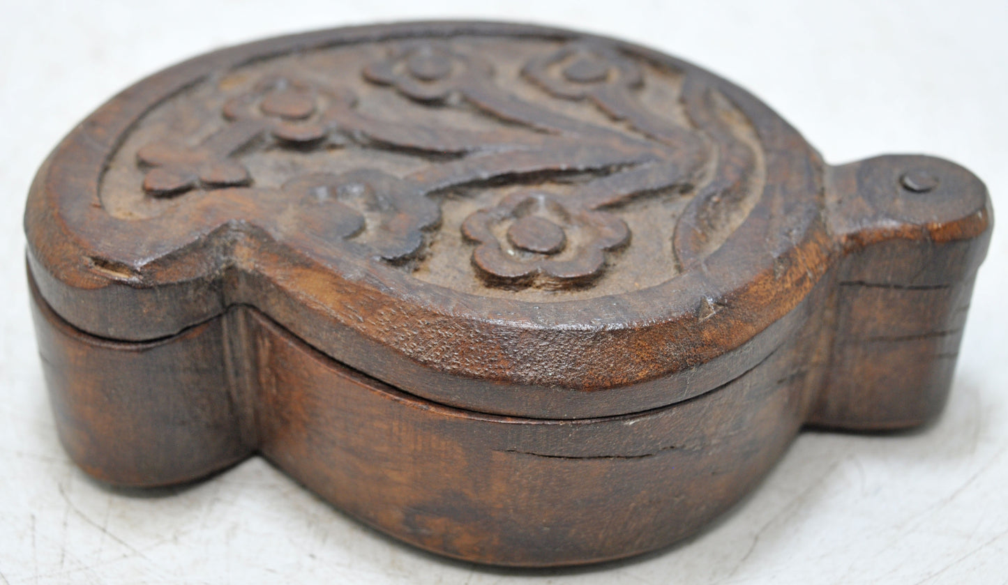 Vintage Wooden Kum Kum Powder Tika Box Original Old Hand Carved